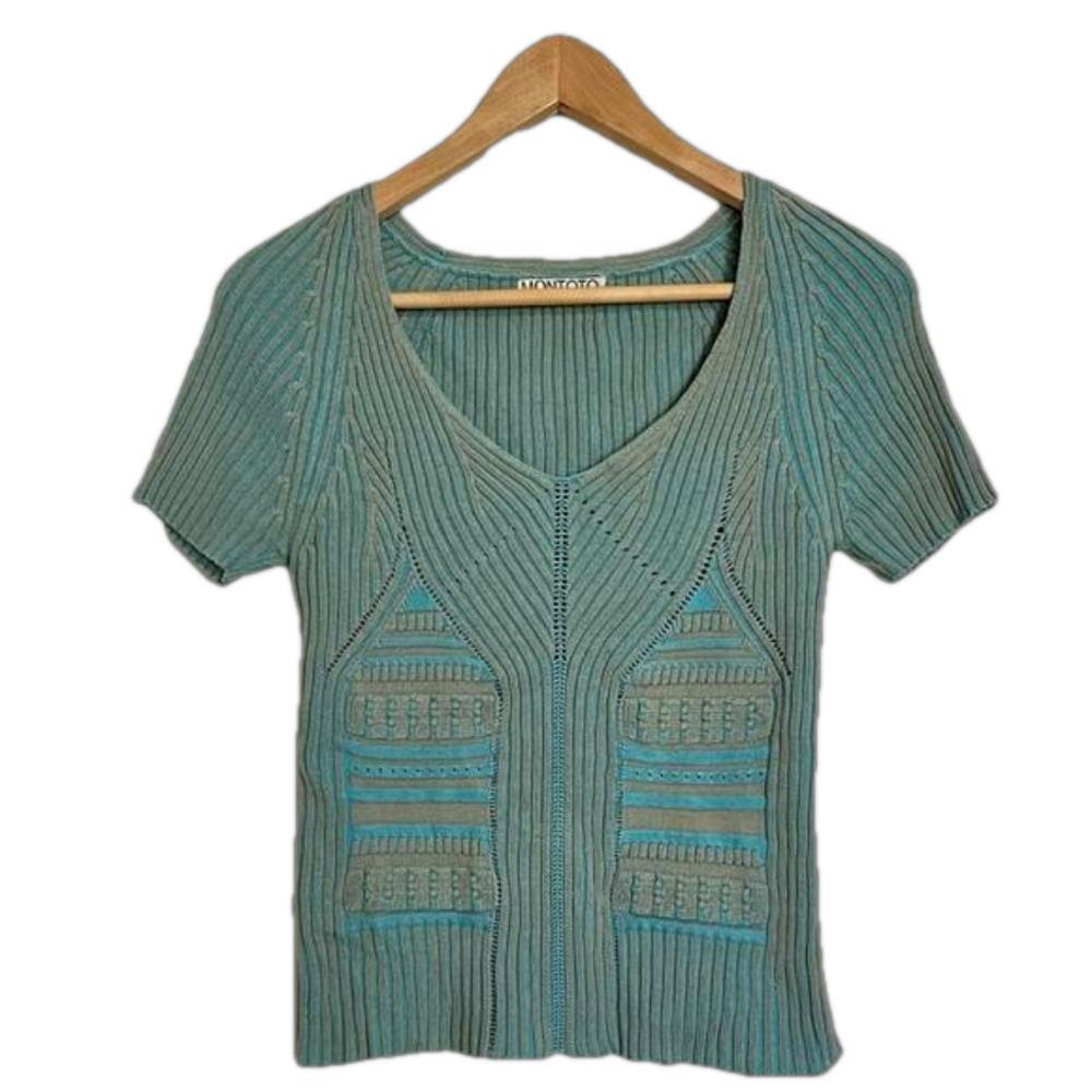 CLEARANCE Montoto blue short sleeve cotton blend sweater size EU 40